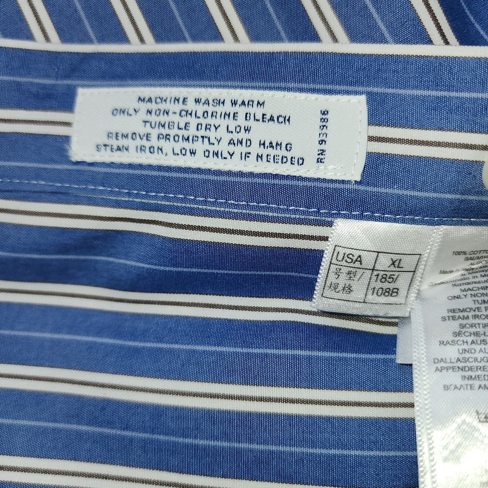 Brooks Brothers Regent Fit Men's XL Blue/White Striped Long Sleeve Button Up... - Picture 6 of 10